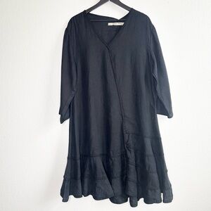 Cynthia Ashby Linen Asymmetrical Black Dress Women’s Size Medium Oversized